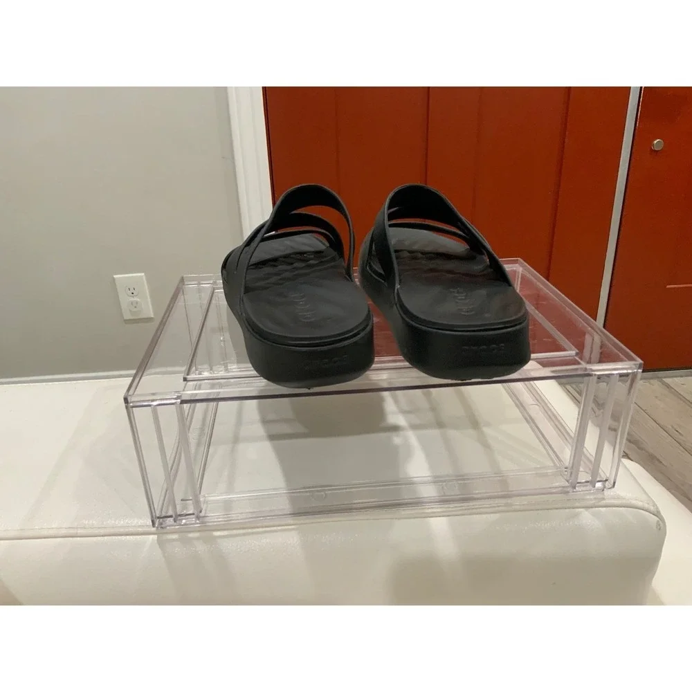 Crocs Brooklyn Low Wedge Sandals Black Two Strap Platform Slide Womens 8 206453